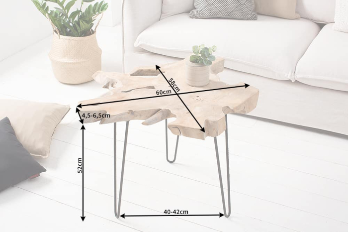 Masuta de cafea WILD din lemn masiv de tec, 60 cm [8]