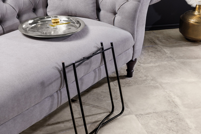 Masuta laterala CASABLANCA 50cm, tava detasabila,design cu lovitura de ciocan argintiu antic [7]