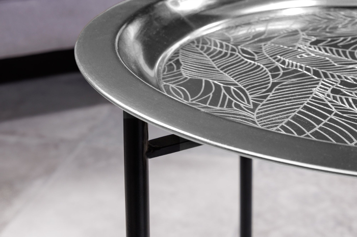 Masuta laterala CASABLANCA 50cm, tava detasabila,design cu lovitura de ciocan argintiu antic [8]