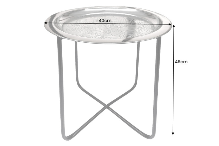 Masuta laterala CASABLANCA 50cm, tava detasabila,design cu lovitura de ciocan argintiu antic [11]