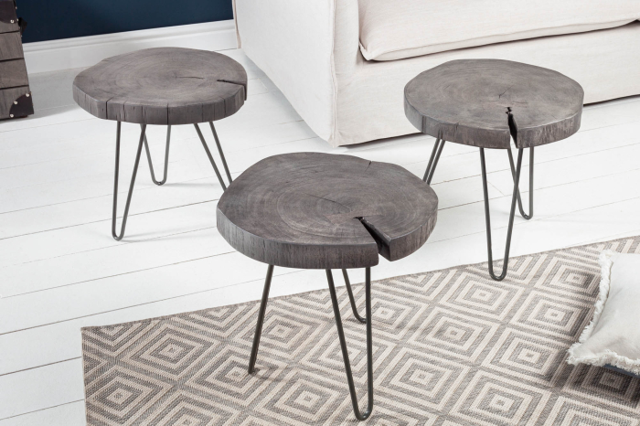 Măsuță laterală Goa, 43cm, gri din lemn de salcâm  [2]