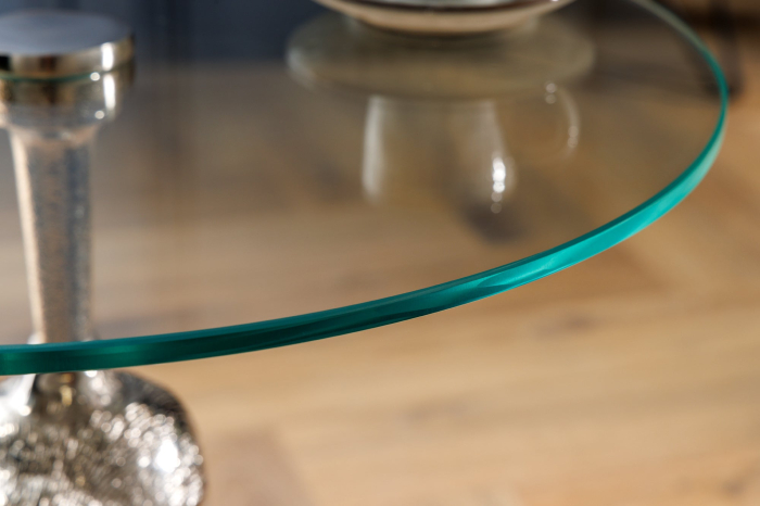 Măsuță laterală KONG 50cm argintie cu blat de sticlă de 45cm [4]