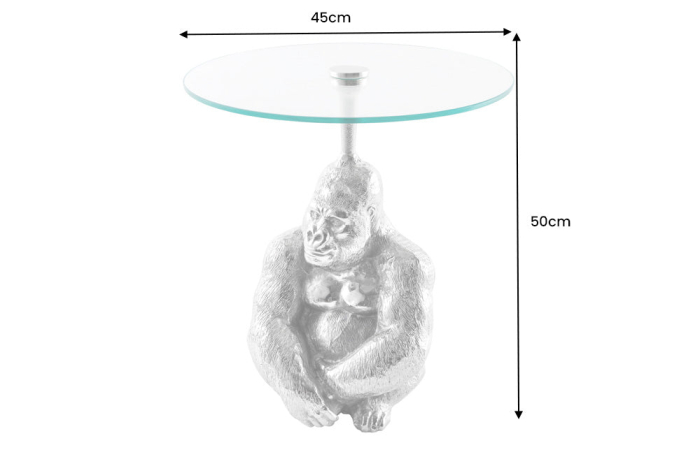 Măsuță laterală KONG 50cm argintie cu blat de sticlă de 45cm [7]