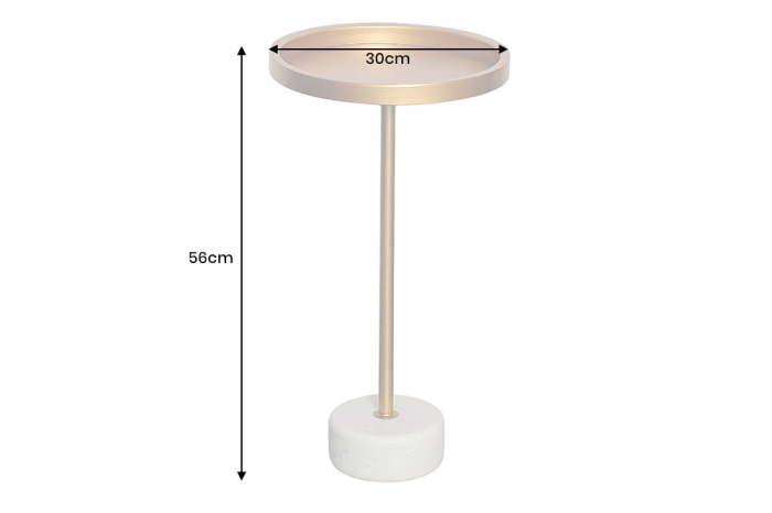 Masuta laterala TRAYFUL 60cm,baza din marmura alba si blat auriu [10]