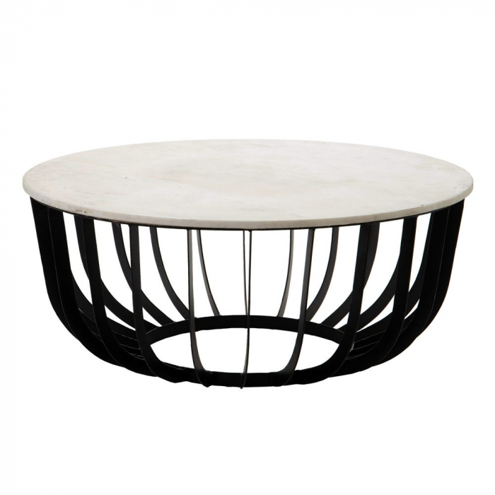 Măsuță de cafea cu blat din marmură și structură din fier 90 X 90 X 38 CM [1]