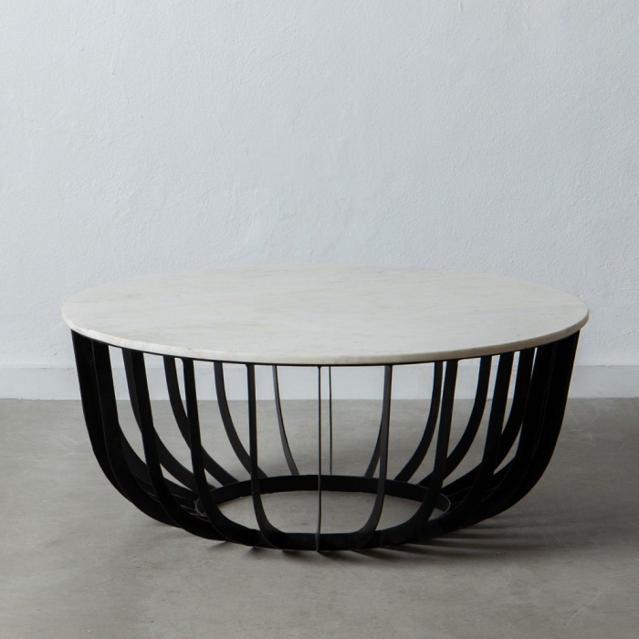 Măsuță de cafea cu blat din marmură și structură din fier 90 X 90 X 38 CM [2]
