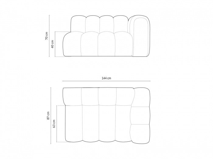 Modul Lupine cu 2 locuri, colt pe partea stanga si tapiterie din catifea, bej [6]