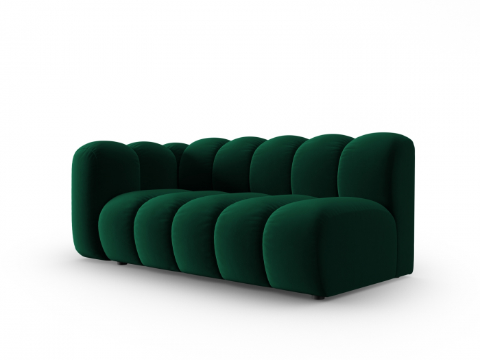 Modul Lupine cu 3 locuri, colt pe partea stanga si tapiterie din catifea, verde inchis [2]