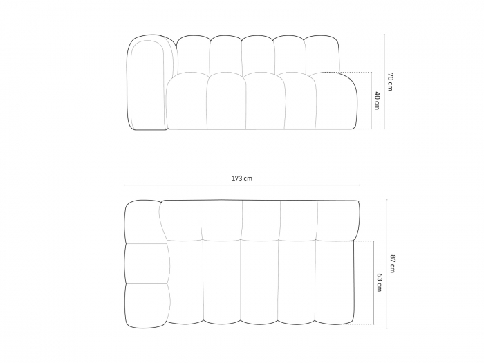 Modul Lupine cu 3 locuri, colt pe partea stanga si tapiterie din tesatura structurala, bej deschis [6]