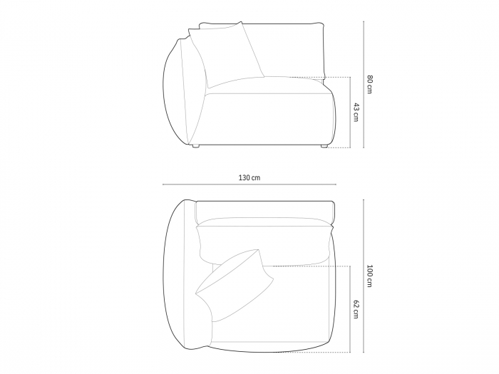 Modul pentru canapea Chris cu tapiterie din catifea [5]