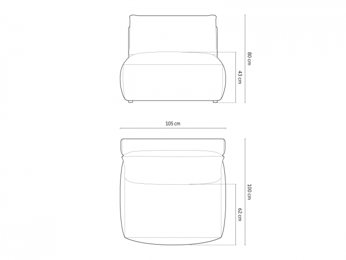 Modul pentru canapea Chris cu tapiterie din catifea [5]