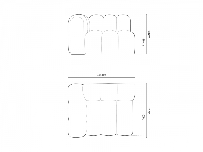Modul pentru canapea Lupine cu tapiterie din tesatura structurala, bej deschis [6]