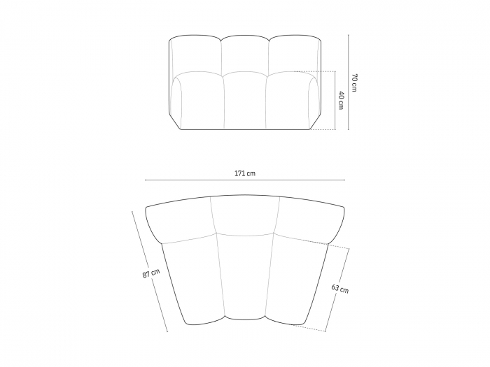 Modul semirotund pentru canapea Lupine cu tapiterie din tesatura structurala, teracota [6]