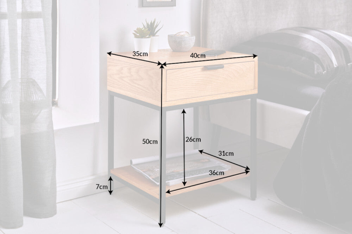 Noptieră ELEMENTS 40cm stejar natural [10]