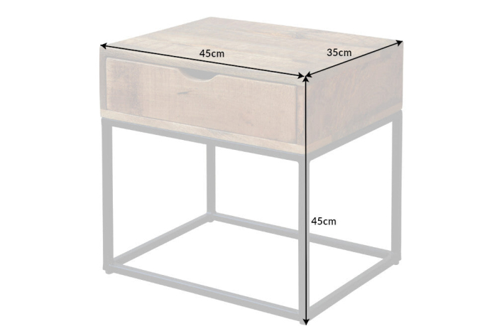 Noptieră IRON CRAFT 45cm cu sertar lemn de mango natural [9]
