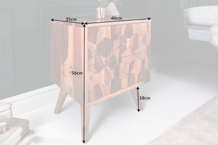 Noptieră MYSTIC LIVING 56cm lemn de sheesham natural [10]