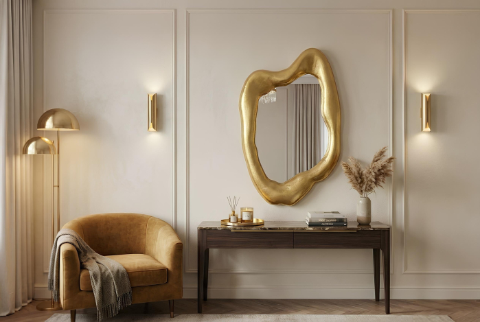 Oglindă de perete AURA 90 cm auriu [4]