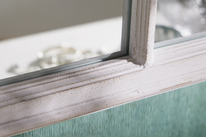 Oglindă de perete CASTILLO 100 cm din lemn de paulownia alb [8]