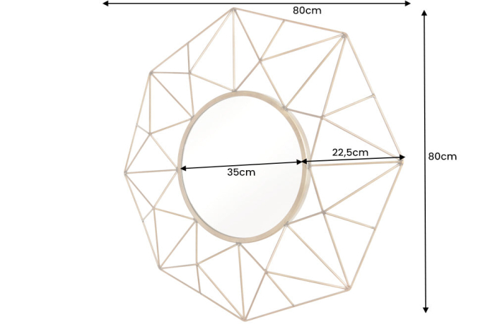 Oglindă de perete DIAMOND 80 cm, alamă [8]