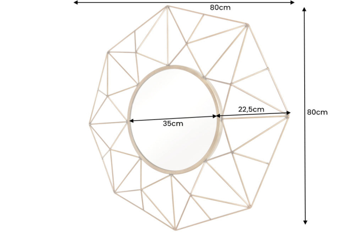 Oglindă de perete DIAMOND L 80 cm fier auriu [11]