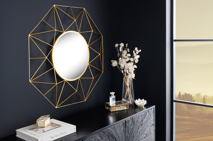 Oglindă de perete DIAMOND L 80 cm fier auriu [4]