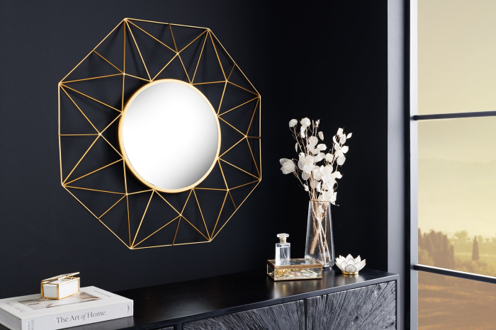 Oglindă de perete DIAMOND L 80 cm fier auriu [3]