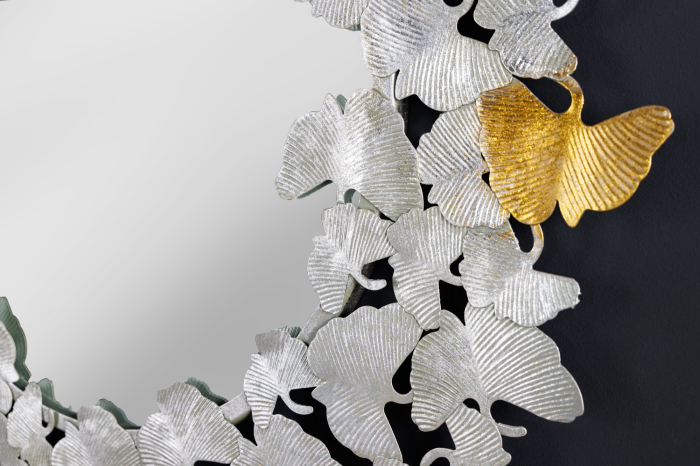 Oglindă de perete GINKGO LEAVES 95 cm auriu argintiu [6]