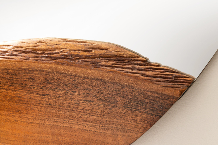 Oglindă de perete LIVING EDGE 100 cm rotundă, cu margini naturale, din lemn de salcâm maro [7]