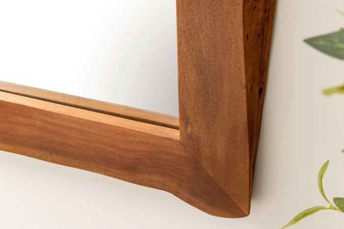 Oglindă de perete MAMMUT 160 cm din lemn de salcâm maro cu margini naturale [7]
