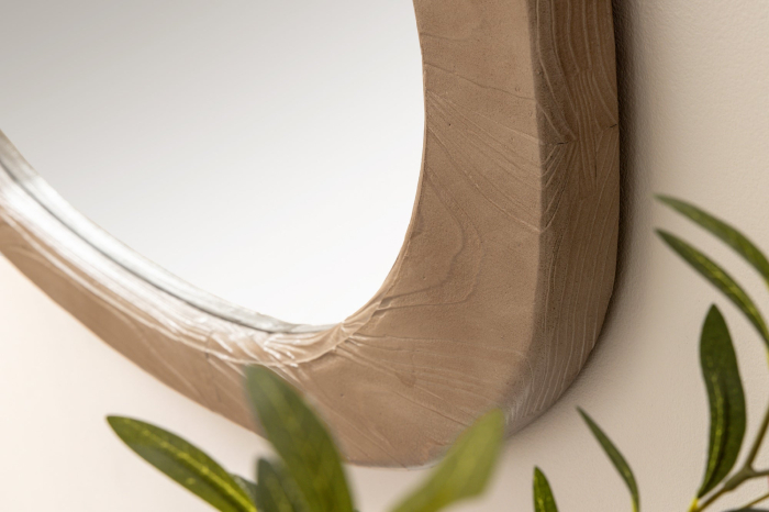 Oglindă de perete ORGANIC 105 cm ovală din lemn de pin bej natural [7]