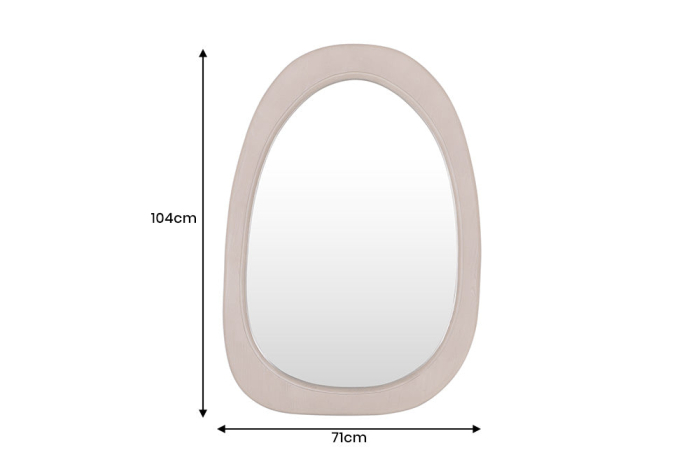Oglindă de perete ORGANIC 105 cm ovală din lemn de pin bej natural [10]