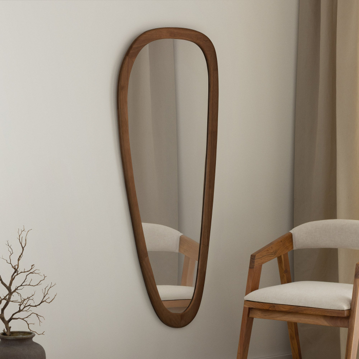 Oglindă de perete ORGANIC 165 cm din lemn masiv aspect nuc [5]