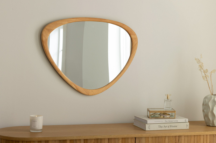 Oglindă de perete ORGANIC 65 cm din lemn masiv cu aspect de stejar [5]