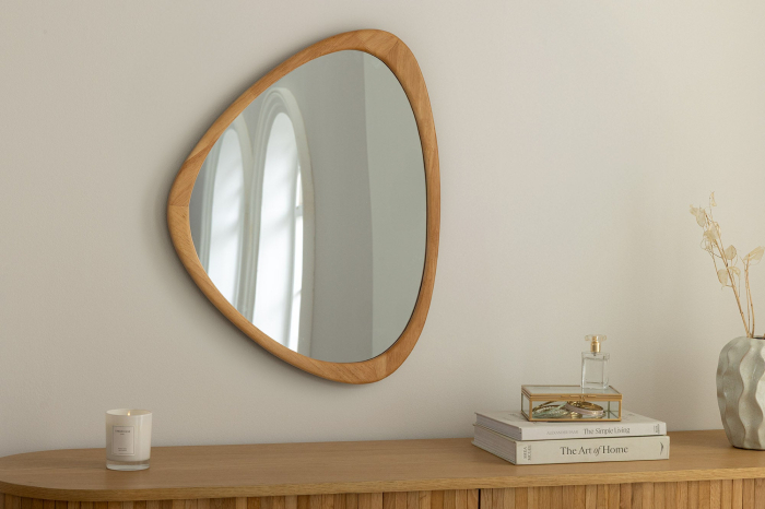 Oglindă de perete ORGANIC 65 cm din lemn masiv cu aspect de stejar [3]