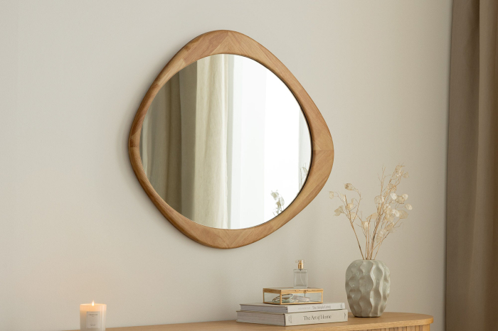 Oglindă de perete ORGANIC 90 cm din lemn masiv cu aspect de stejar [7]