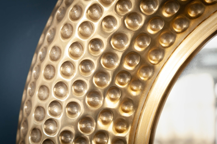 Oglindă de perete ORIENT 60 cm, efect de ciocan, auriu [6]