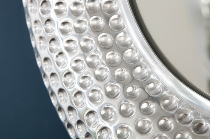 Oglindă de perete ORIENT 60 cm, efect de lovitură de ciocan, argintiu [6]