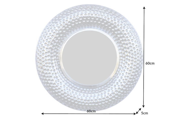 Oglindă de perete ORIENT 60 cm, efect de lovitură de ciocan, argintiu [8]