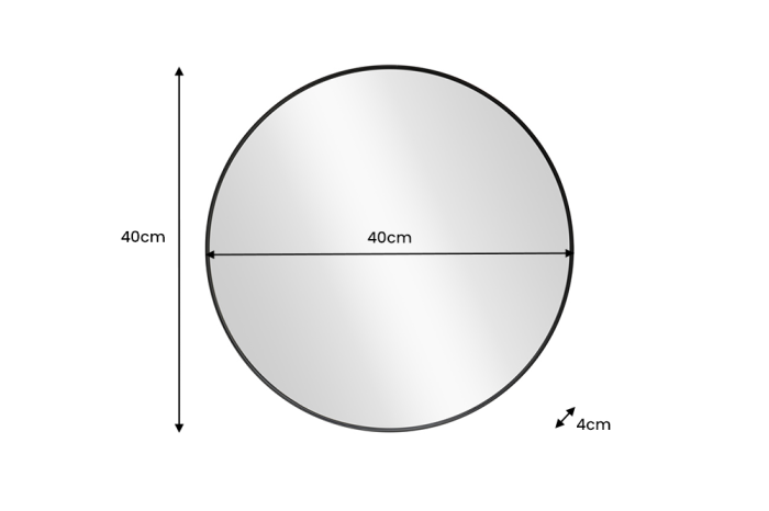 Oglindă de perete PORTRAIT 40 cm rotundă din aluminiu negru [6]