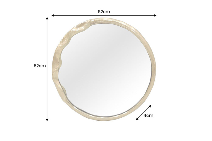 Oglindă de perete PORTRAIT 55 cm, ramă ondulată din metal auriu, realizată manual [8]