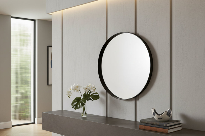 Oglindă de perete PORTRAIT 60 cm rotundă din aluminiu negru [3]