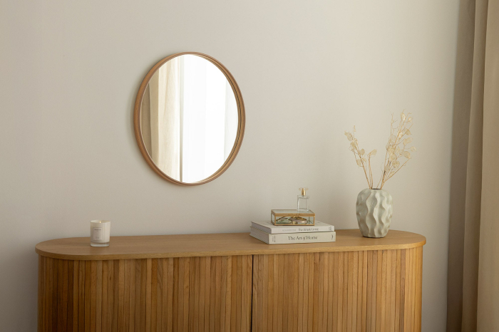 Oglindă de perete PORTRAIT 70 cm rotundă, furniruită cu lemn de stejar [4]