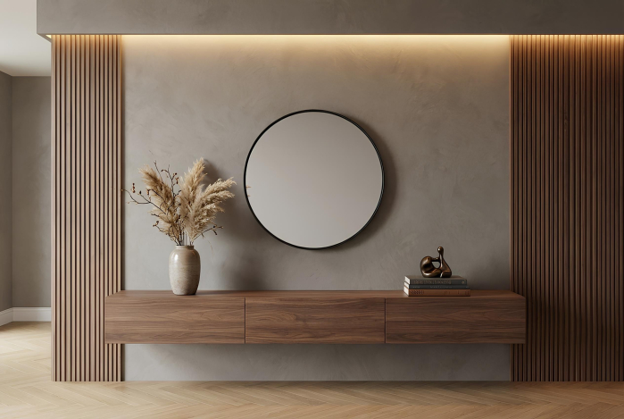 Oglindă de perete PORTRAIT 75 cm rotundă din aluminiu negru [3]