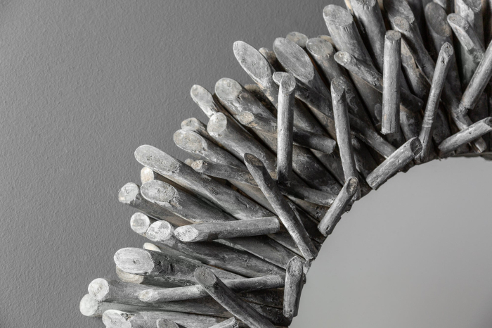 Oglindă de perete RIVERSIDE 80 cm, gri lemn de plajă [6]