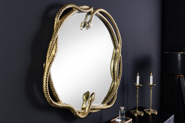 Oglindă de perete SNAKE L 50 cm aurie cu element decorativ în formă de șarpe [5]