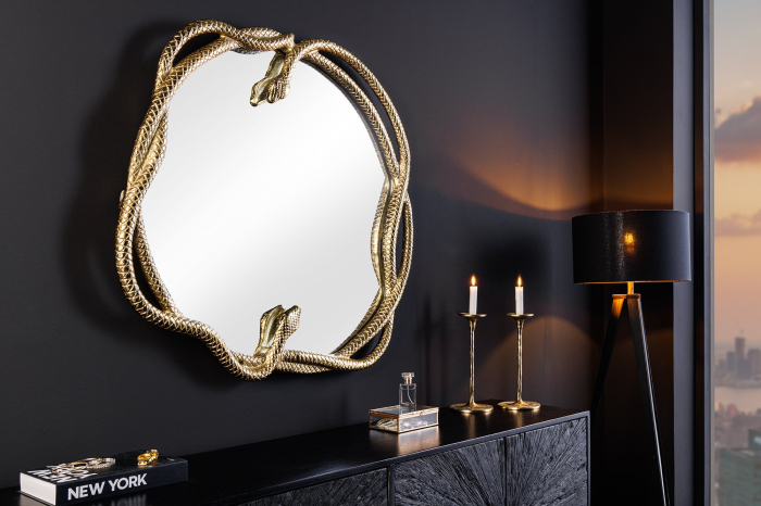Oglindă de perete SNAKE L 50 cm aurie cu element decorativ în formă de șarpe [3]