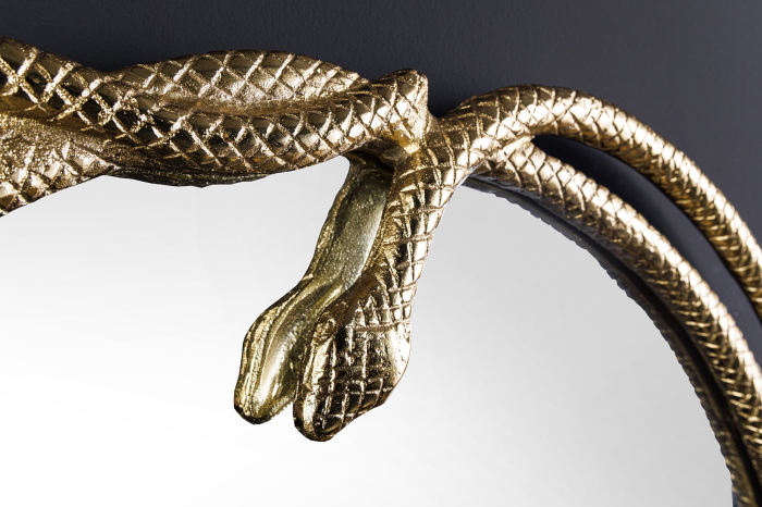 Oglindă de perete SNAKE XL 85 cm aurie cu element decorativ în formă de șarpe [8]