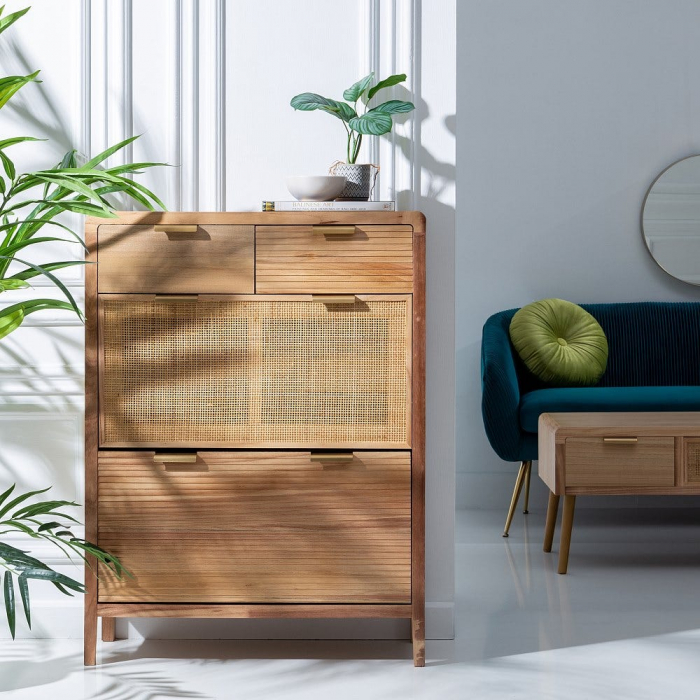 Pantofar Honey din lemn de paulownia și ratan 80 X 40 X 82 CM [2]