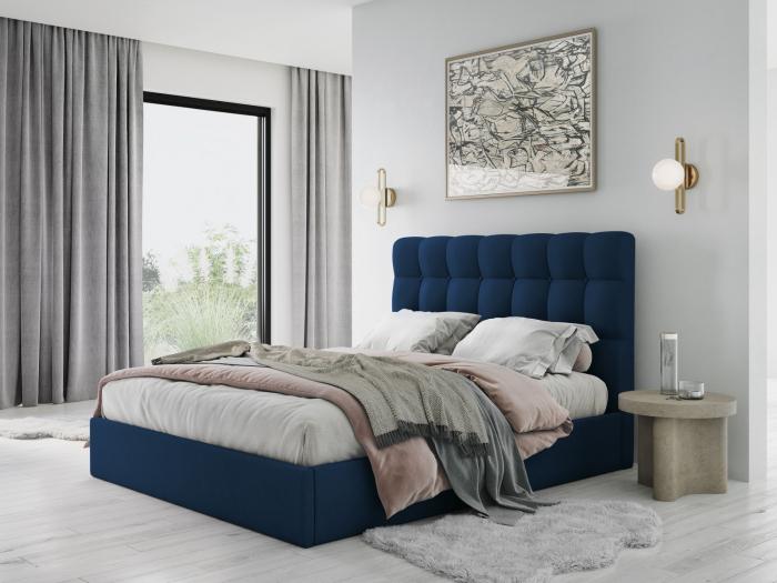 Pat Phaedra Royal Blue cu tapițerie din catifea 140x200 [5]