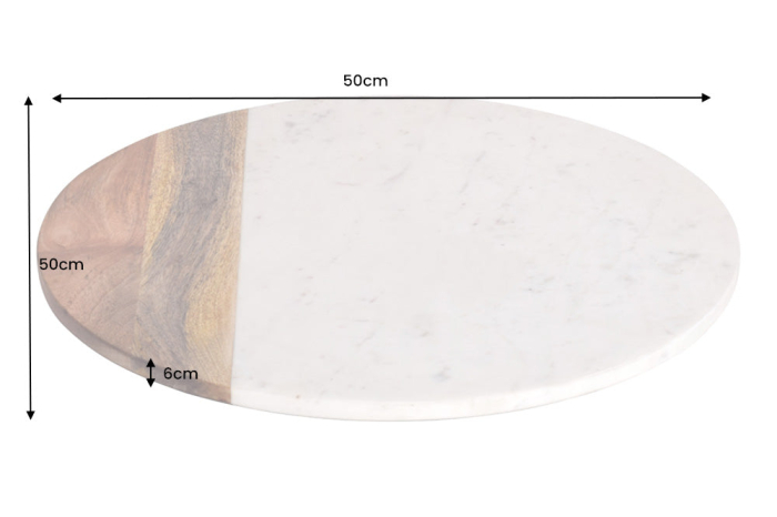 Placă rotativă SERVANT 50 cm marmură albă lemn de mango [10]